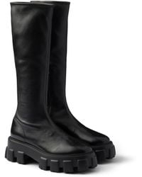 Prada - Monolith Stetch Nappa Leather Boots - Lyst
