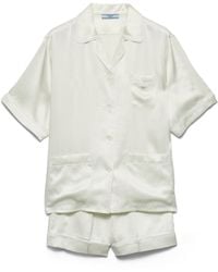Prada - Vintage-Look Satin Pajamas With Shorts - Lyst