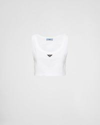 Prada - Cotton Triangle Crop Top - Lyst