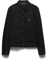 Prada - Cazadora Estilo Sobrecamisa De Tejido Vaquero En Chevrón, Hombre, Talla - Lyst