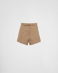 Prada - Panama Cotton And Linen Shorts - Lyst