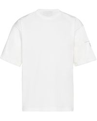 Prada - Stretch Cotton T-Shirt With Re-Nylon Details - Lyst