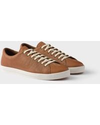 Prada - Sneaker Aus Leder Mit Gealterter Optik - Lyst