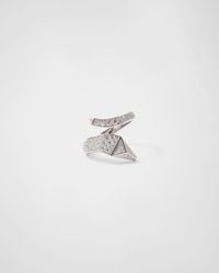Prada - Eternal Gold Snake Mini Ring In White Gold And Diamonds - Lyst