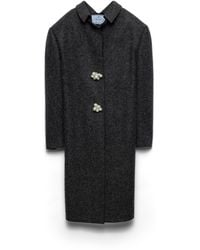 Prada - Shetland Wool Coat With Jewel Buttons - Lyst