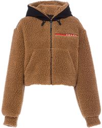 Prada - Cropped Double Fleece Jacket - Lyst