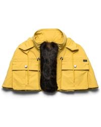 Prada - Technical Fabric Capelet With Shearling Trim - Lyst
