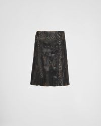 Prada - Nappa Leather Patchwork Skirt - Lyst