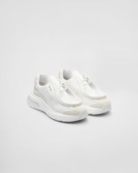 Prada - Systeme Brushed Leather Sneakers With Bike Fabric And Suede Elements - Lyst