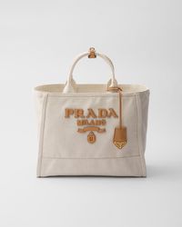 Prada - Large Linen Blend Tote Bag - Lyst