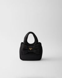 Prada Re-Nylon And Nappa Leather Mini-Bag With Bow in Black