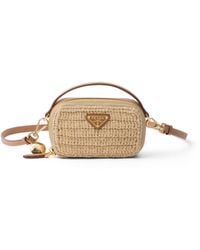 Prada - Crochet And Leather Mini-Pouch - Lyst