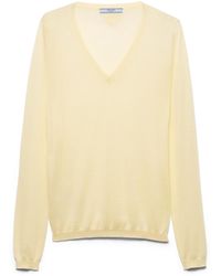 Prada - Pull À Col V En Cachemire Et Soie, Femme, Taille - Lyst