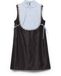 Prada - Embroidered Taffeta Mini-Dress - Lyst