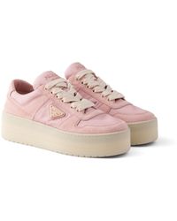Prada - Downtown Bold Re-Nylon And Suede Sneakers - Lyst