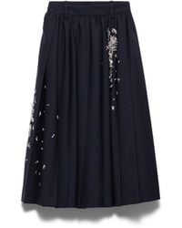 Prada - Pleated Embellished Midi Skirt - Lyst