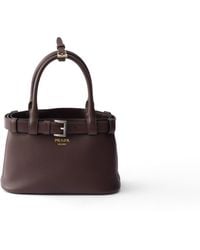 Prada - Buckle Small Leather Bag With Belt - Lyst