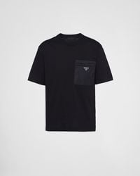 Prada - Cotton And Re-Nylon Pocket T-Shirt - Lyst