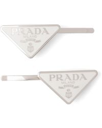Prada - Triangle-Logo Hair Clips (Set Of Two) - Lyst