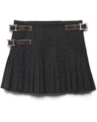 Prada - Wool Pleated Mini Skirt - Lyst