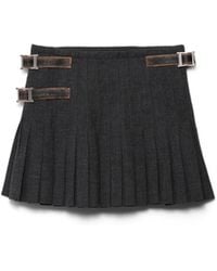 Prada - Wool Pleated Mini Skirt - Lyst