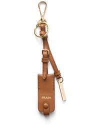 Prada - Leather Keychain Charm With Mirror Case - Lyst