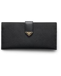 Prada - Large Saffiano And Leather Wallet - Lyst