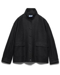Prada - Re-Wool Blouson Jacket, Anthracite - Lyst