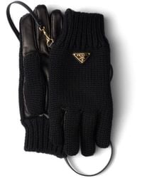 Prada - Wool And Nappa Leather Gloves, Size 7 - Lyst