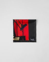 Prada - Printed Twill Scarf 55X55 - Lyst