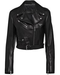 Prada - Nappa Leather Biker Jacket - Lyst