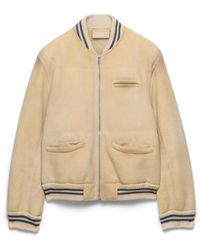Prada - Shearling Bomber Jacket - Lyst