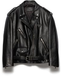 Prada - Nappa Leather Biker Jacket - Lyst