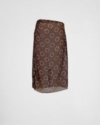 Prada - Printed Georgette Skirt - Lyst
