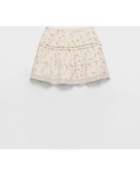 Prada - Minirock Aus Leinen Mit Floralem Print - Lyst