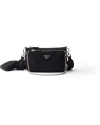 Prada - Mini-Schultertasche Aus Re-Nylon Und Saffiano-Leder, Damen - Lyst
