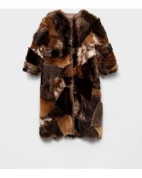 Prada - Patchwork Shearling Coat - Lyst