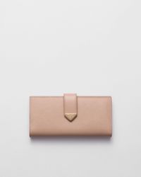 Prada - Large Saffiano And Smooth Leather Wallet - Lyst