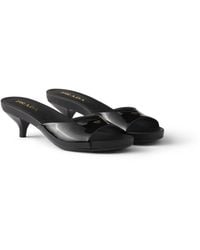 Prada - Patent Leather Kitten Heel Sandals - Lyst