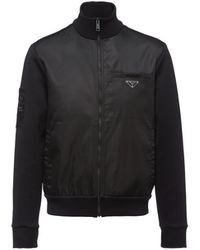 Prada - Fleece Jacket With Re-Nylon Details - Lyst
