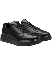 prada macro leather and nylon sneakers