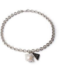 Prada - Collar De Metal Con Perla, Mujer - Lyst