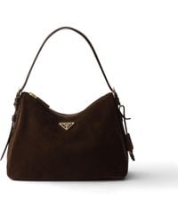 Prada - Mittelgroße Aimée Schultertasche Aus Wildleder, Damen - Lyst