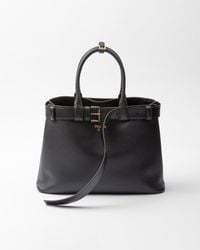 Prada - Buckle Large Leather Handbag With Belt - Lyst