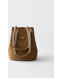 Prada - Small Mariner Suede Bucket Bag - Lyst