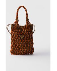Prada - Noué Small Macramé And Suede Bag - Lyst