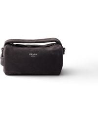 Prada - Suede Leather Shoulder Bag - Lyst