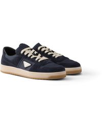 Prada - Downtown Nylon And Suede Low-Top Sneakers - Lyst