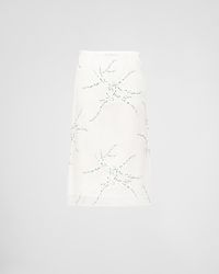 Prada - Embroidered Organza Midi-skirt - Lyst