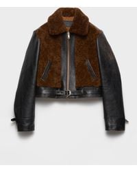 Prada - Leather And Shearling Jacket - Lyst